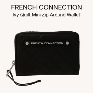 French Connection Ivy Quilt Mini Zip Around Wallet - Black